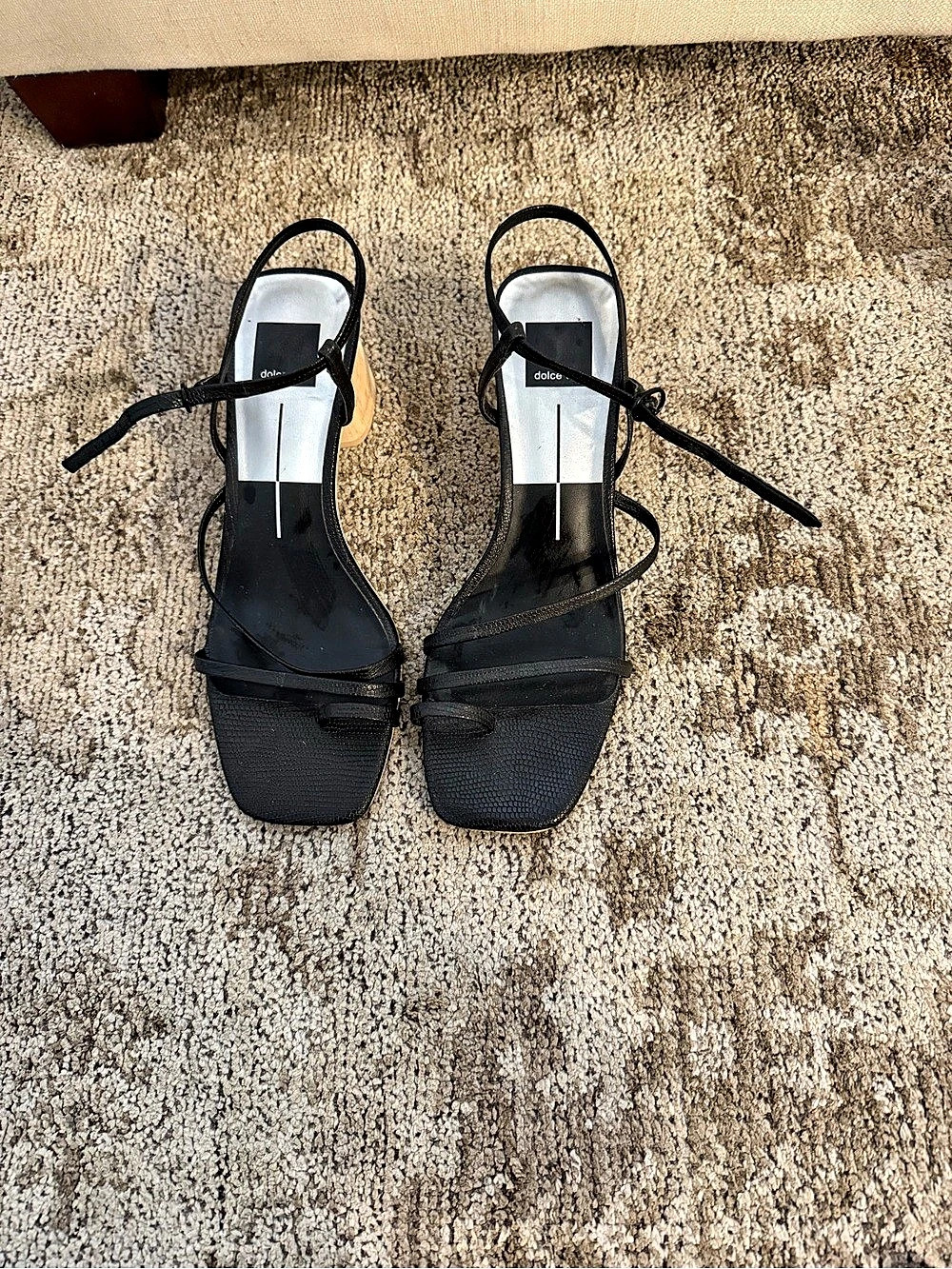dolce vita Black Strappy Block Heel Sandals